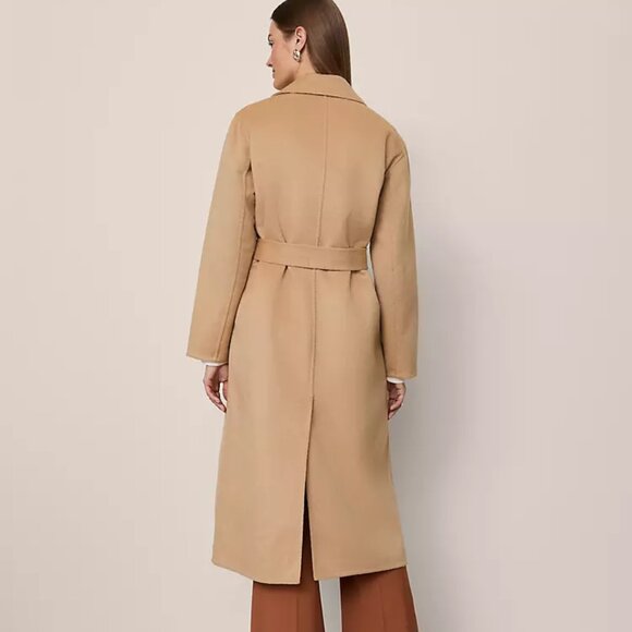 Belted Notch Collar Coat Color Cafe Au Lait - Picture 2 of 5